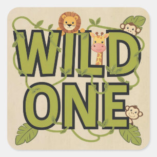Wild One Oerwoud thema Verjaardag Ontwerp Vierkante Sticker