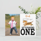 Wild One Oerwoud Tiger, 1e verjaardag uitnodiging (Staand voorkant)
