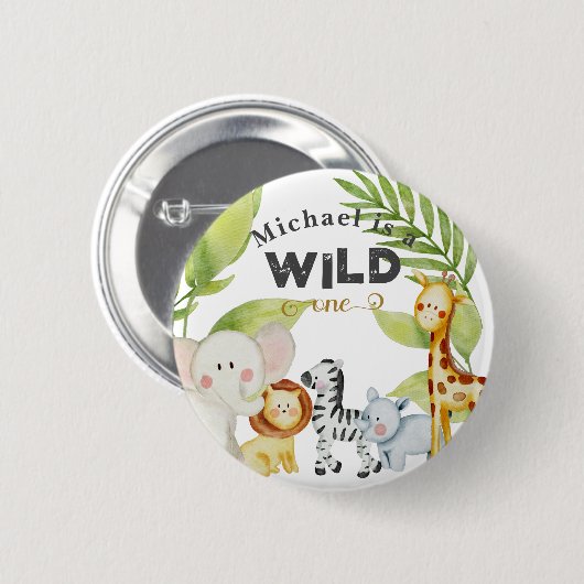 Wild One Oerwoud Verjaardag Ronde Button 5,7 Cm (Voorkant /achterkant)