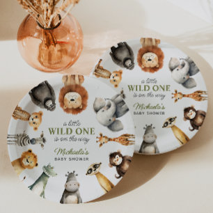 Wild One on the Way Safari Animals Baby shower Papieren Bordje