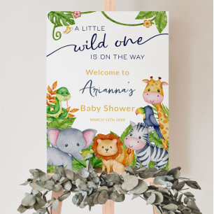 Wild One on the Way Zoo Oerwoud Baby shower Welcom Poster