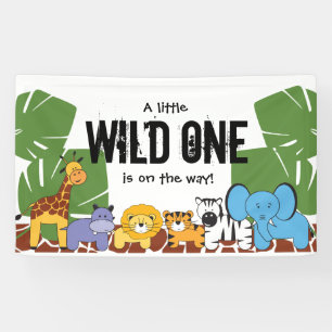 Wild One onderweg   baby shower   safari Spandoek