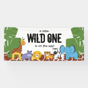 Wild One op weg naar baby shower Safari Party Spandoek
