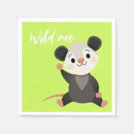 Wild One Opossum Cute Green Woodland Party  Servet