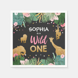 Wild One Paper Napkins Wild Oerwoud Animals Girl Servet