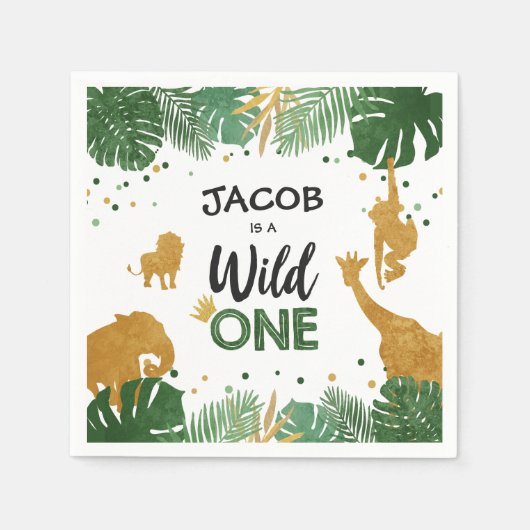 Wild One Paper Napkins Zoo Wild Oerwoud Animals Servet (Voorkant)