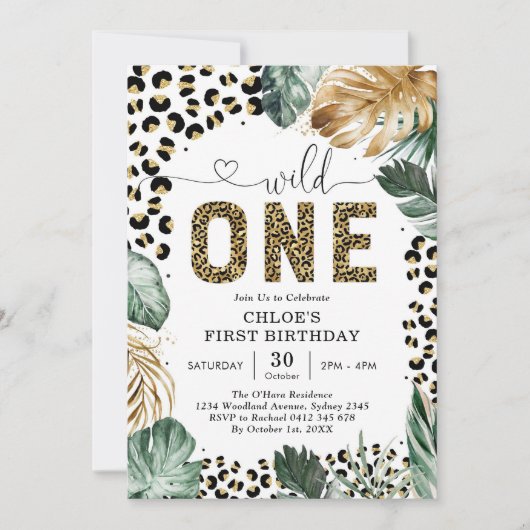 Wild One Party Animals 1st Birthday Invitation (Devant)