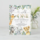 Wild One Party Animals 1st Birthday Invitation (Debout devant)