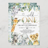 Wild One Party Animals 1st Birthday Invitation (Devant / Derrière)