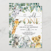 Wild One Party Animals 1st Birthday Invitation (Devant / Derrière)