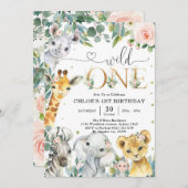 Wild One Party Animals 1st Birthday Invitation (Devant / Derrière)