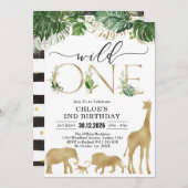 Wild One Party Animals 1st Birthday Invitation (Devant / Derrière)