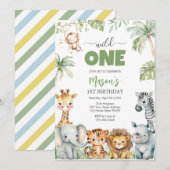 Wild One Party Animals Kids 1st Birthday Kaart (Voorkant / Achterkant)