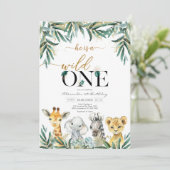 Wild One Party Animals Kids Birthday Invitation (Debout devant)