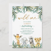 Wild One Party Animals Kids Birthday Invitation (Devant)