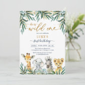 Wild One Party Animals Kids Birthday Invitation (Debout devant)