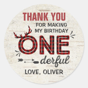 Wild One Party Favor Label Lumberjack Sticker Seal