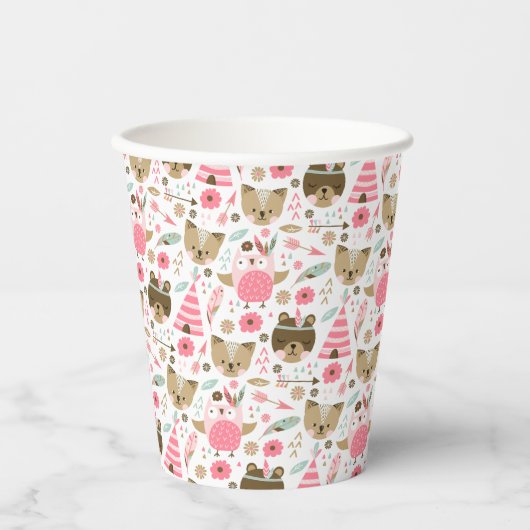 Wild One Pattern | Houtland Camping Animals Papieren Bekers (Voorkant)