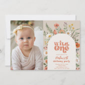 Wild One Photo Anniversaire Invitation | FLEUR SAU (Devant)
