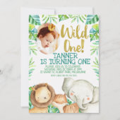 Wild One Photo Birthday Invitation Safari (Devant)