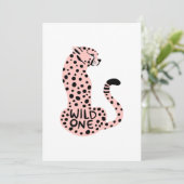 Wild One Pink Leopard First Birthday Kaart (Staand voorkant)