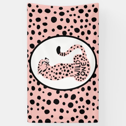 Wild One Pink Leopard First Birthday Spandoek (Verticaal)