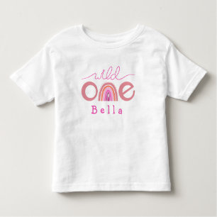 Wild One Rainbow Pink Girly Kinder Shirts