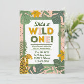 Wild One Rainforest First Birthday Invitation Kaart (Staand voorkant)