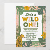 Wild One Rainforest First Birthday Invitation Kaart (Voorkant / Achterkant)
