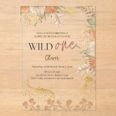 Wild One retro boho thema Eerste Verjaardag Acryl Uitnodigingen (Voorkant)