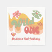 Wild One Retro Regenboog Daisy 1e Verjaardag Serve Servet (Voorkant)