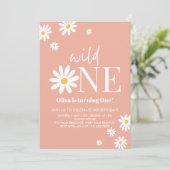 Wild One Rose Daisy 1er Anniversaire Invitation (Debout devant)