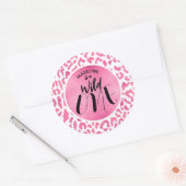 Wild One Roze Leopard 1e Verjaardag Ronde Sticker (Envelop)