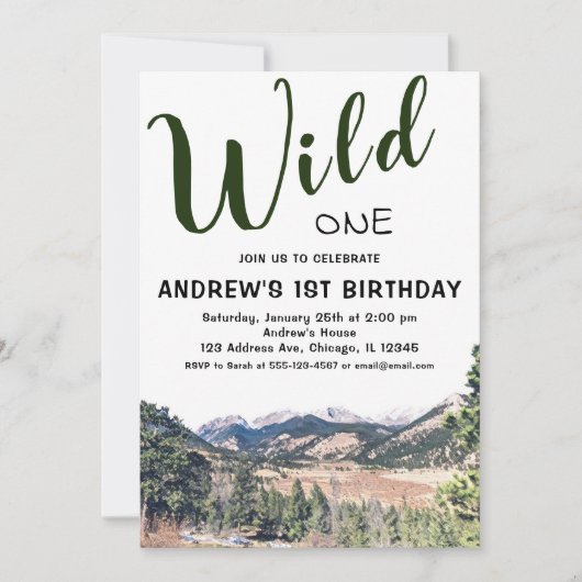 Wild One Rustic Mountain 1er Invitation anniversai (Devant)