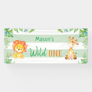 Wild One Safari 1e Oerwoud Boys Birthday Spandoek