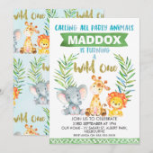 Wild One Safari 1er Anniversaire Invitation de fêt (Devant / Derrière)