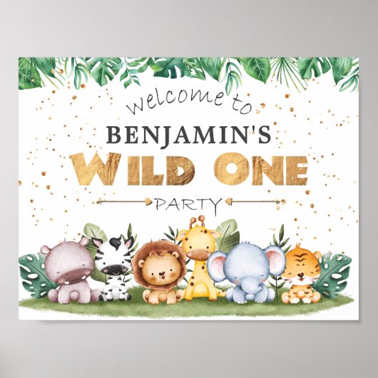 Wild One Safari 1er Anniversaire Poster de bienven (Devant)