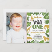 Wild One Safari 1er Birthday Invitation Boy Gold (Devant)