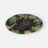 Wild One Safari 1st Birthday Party Green Black Papieren Bordje (Gekanteld)