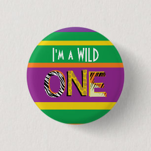 Wild One Safari 1st Birthday Party Kind Ronde Button 3,2 Cm