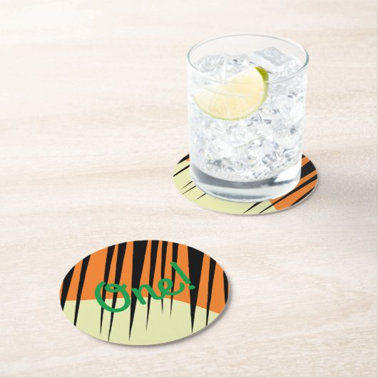 Wild One Safari 1st Birthday Party Kind Ronde Kartonnen Onderzetter (Insitu)