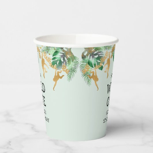 Wild One Safari 1st Birthday Pastel Green Gold Papieren Bekers (Links)