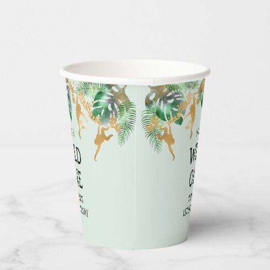 Wild One Safari 1st Birthday Pastel Green Gold Papieren Bekers (Rechts)
