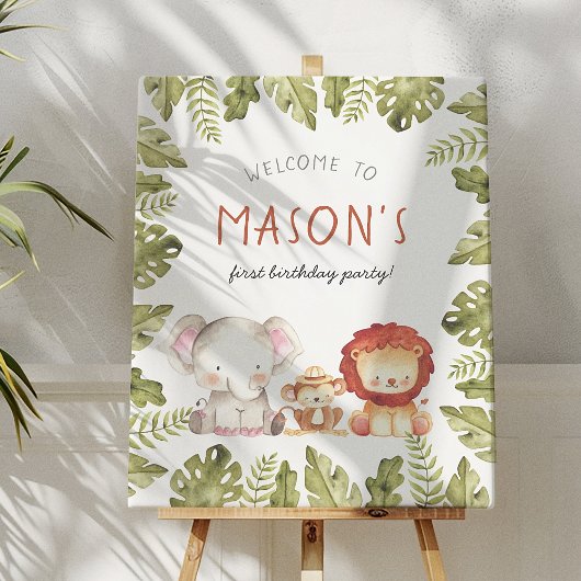 Wild One Safari Animal Birthday Party Affiche de b