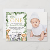 Wild One Safari Animals 1st Birthday Uitnodiging (Voorkant)