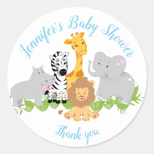 Wild One Safari Animals Baby shower Boy Sticker (Voorkant)