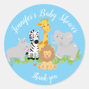 Wild One Safari Animals Baby shower Boy Sticker