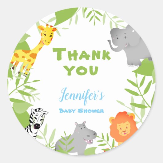 Wild One Safari Animals Baby shower Boy Sticker (Voorkant)