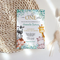Wild One Safari Animals Baby shower Invitation