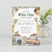 Wild One Safari Animals Baby shower Kaart (Staand voorkant)